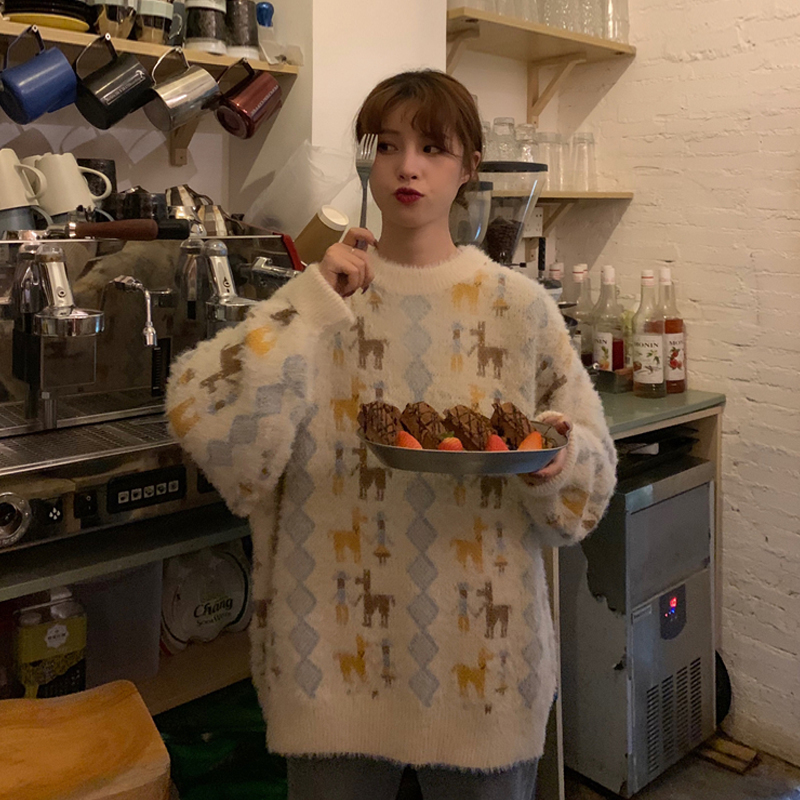 Winter 2019 New Standard Full Korean Retro Mohair Thickened Sweater Women's Loose Outside Wear Pullover Hong For Kong Style Top, See chart
Winter 2019 New Standard Full Korean Retro Mohair Thickened Sweater Women's Loose Outside Wear Pullover Hong For Kong Style Top, See chart