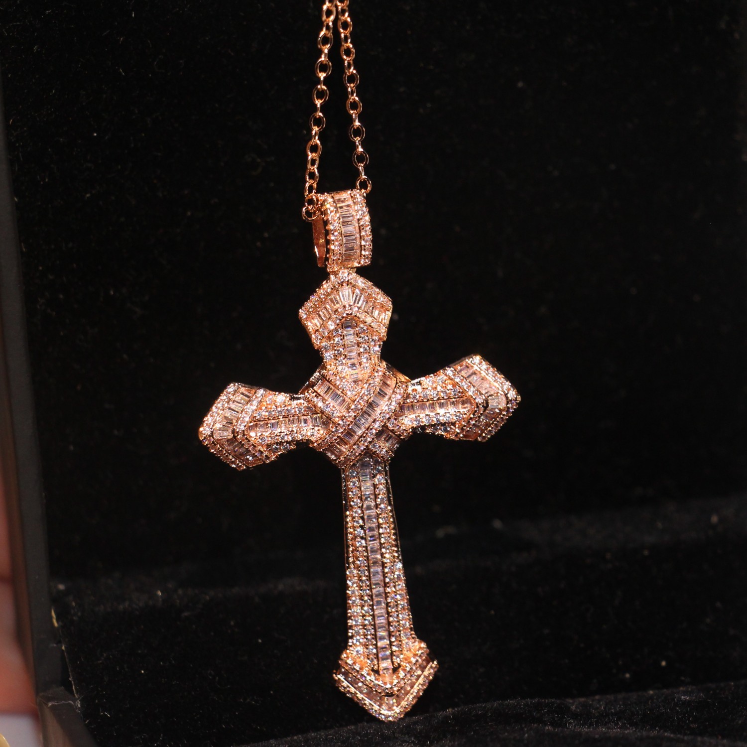 Choucong Brand New Sparkling Lucky Cross Pendant Luxury Jewely 925 Sterling Silver Princess Cut White Topaz CZ Diamond Wedding Necklace Gift