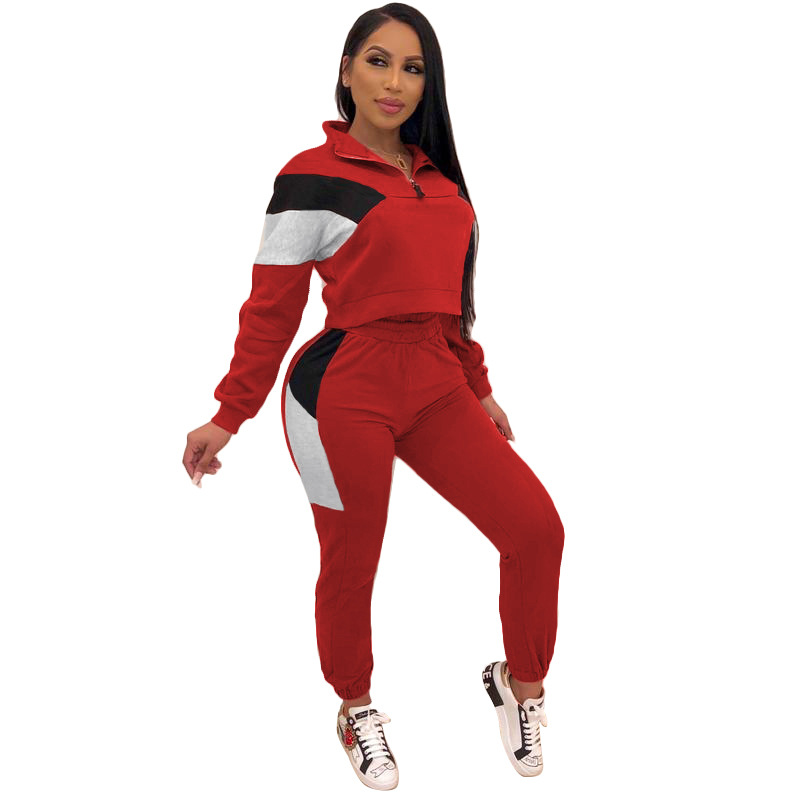 Spot Pants European-style spring and summer fashion casual street lapel long-sleeved zipper trousers suit support mixed batch