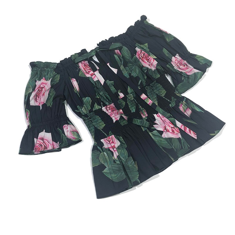 Top Quality Placing Print Off Shoulder Tops 2020 Summer Ruffles Shirred Elastic Waist Short Sleeve Elegant Sweet Cotton Blouses
Top Quality Placing Print Off Shoulder Tops 2020 Summer Ruffles Shirred Elastic Waist Short Sleeve Elegant Sweet Cotton Blouses