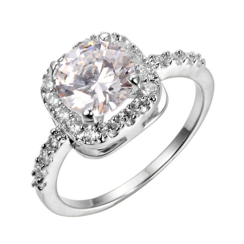 Size 5-10 Fashion Jewelry 925 Sterling Silver Round Cut Multi Gemstones Topaz CZ Diamond Party Women Wedding Engagement Band Ring Gift