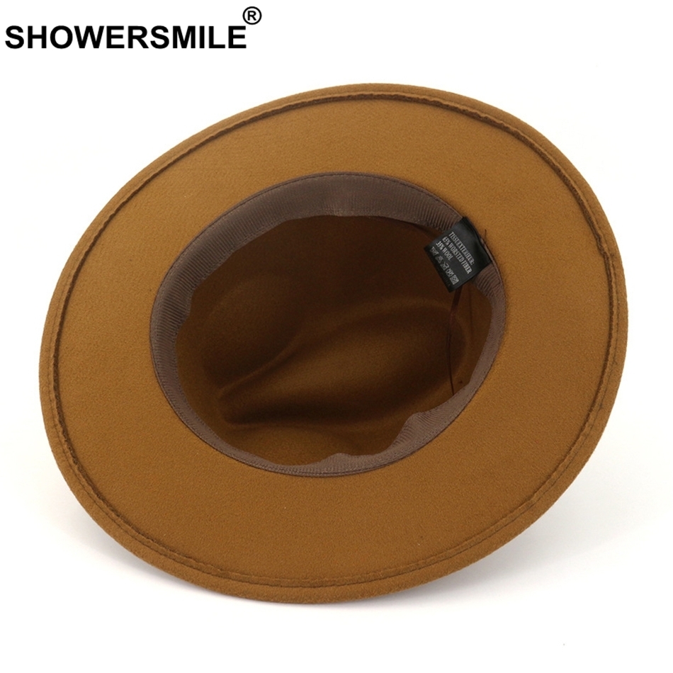 SHOWERSMILE Wool Fedora Hat Women Khaki Vintage Elegant Jazz Hat Female Classic British Autumn Winter Hats And Caps New Fashion D19011102