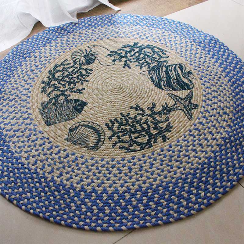 Blue Round Floor Carpet 100Cm Jute For Living Room Kidsroom Natural Linen Mat Bedroom Handmade Knit Computer Chair Area Rug
Blue Round Floor Carpet 100Cm Jute For Living Room Kidsroom Natural Linen Mat Bedroom Handmade Knit Computer Chair Area Rug