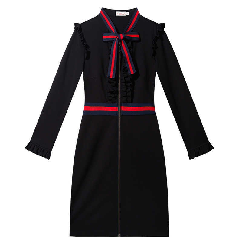 2019 New Black Spring Long Sleeve Sweater Dress Spring Women's Long style cardigan Sweater Office Lady Zip Cardigan Knit Dress CJ191217