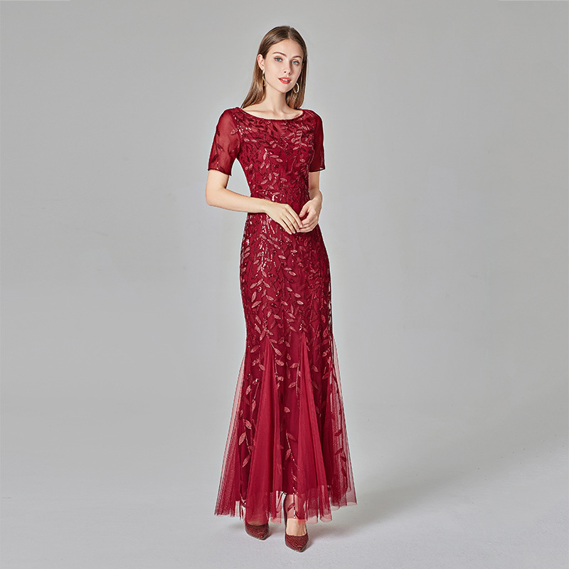 Gliter Sequined red gold Prom Dresses 2020 Sexy Sheath Mermaid Evening Gowns Tassel Back Slit long Arabic Party special occasion Gowns