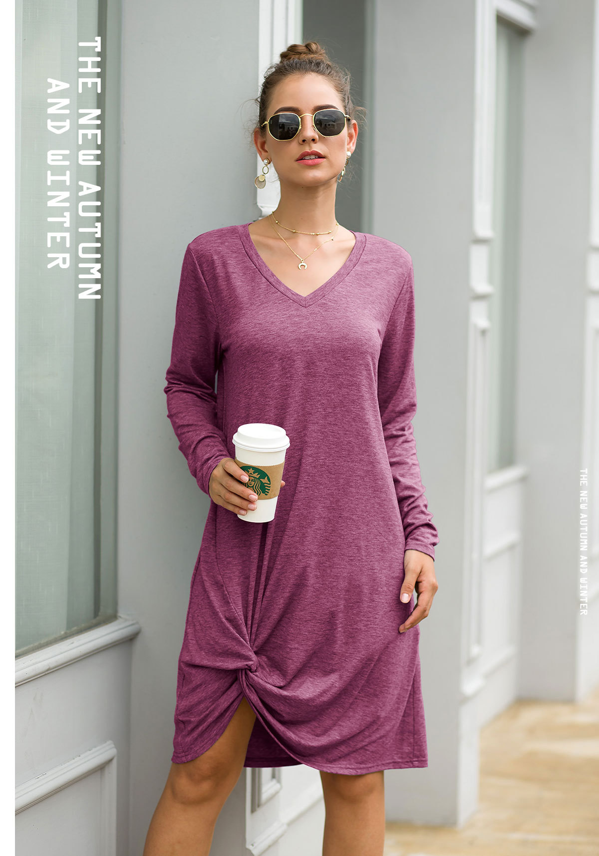 Autumn Winter Casual Long Sleeve Irregular Maxi Dress Women Autumn Plus Size v Neck Long Party Dress Vintage Kink Dress