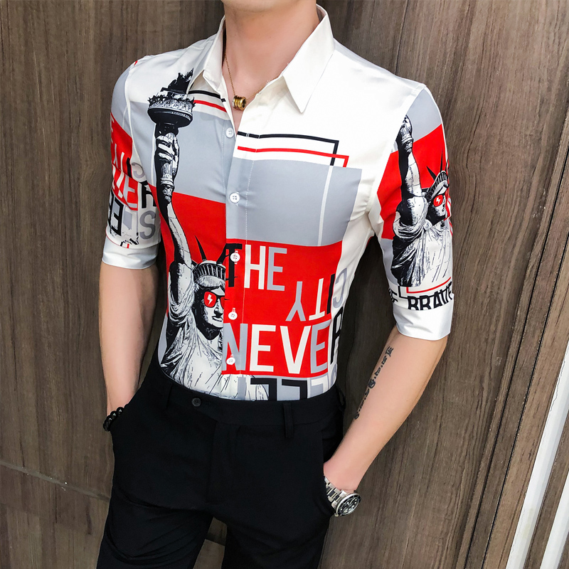Mens Shirts Goddess Statue Print Middle Sleeve Lapel Blouse Fashion Letter Slim fit Shirt Summer New Arrival, A236-8802-p55
Mens Shirts Goddess Statue Print Middle Sleeve Lapel Blouse Fashion Letter Slim fit Shirt Summer New Arrival, A236-8802-p55