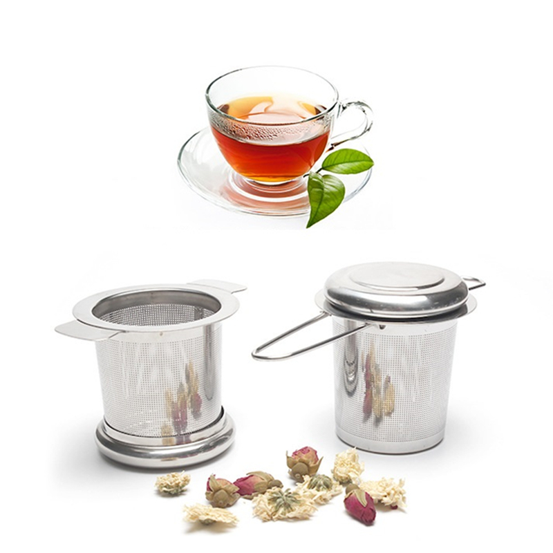 Stainless Steel Loose Leaf Tea Infuser Basket - Folding Handle Filter Teapot Strainer with Lid