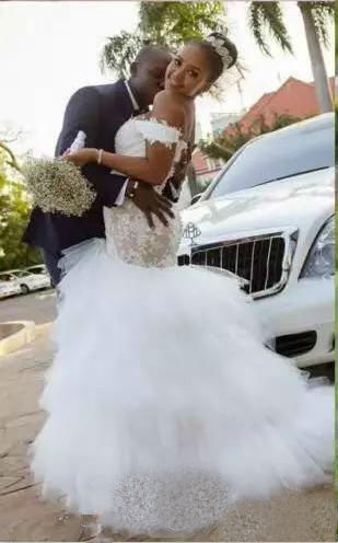 Charming Off Shoulder Mermaid Wedding Dresses with Lace Appliques African Dubai Plus Size Wedding Dress Bridal Gowns Custom Made