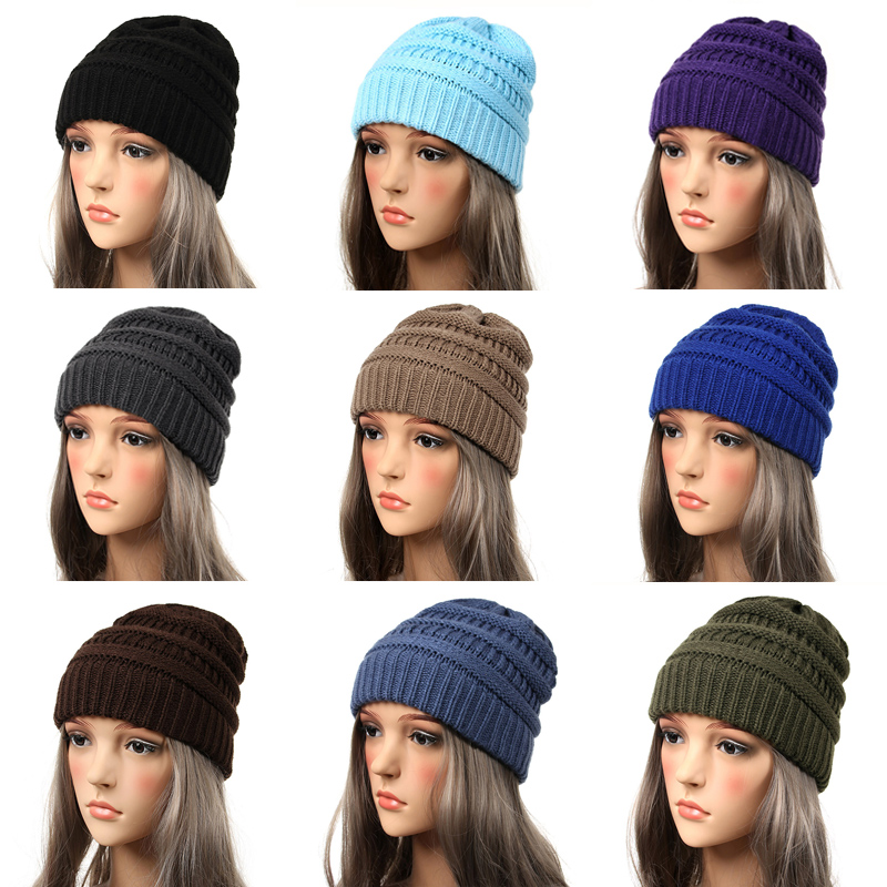 Drop Shipping 2018 Seal Beanies Winter Hats for Women Knitted Hat With Tag Warm Baggy Stretch Knit Chunky Cable Beanie Ski Cap S18120302