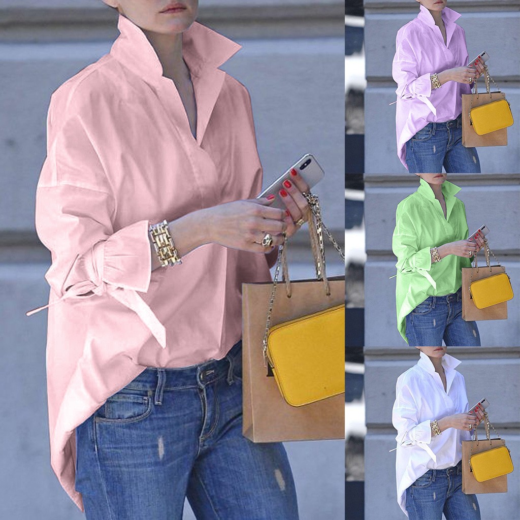 Spring Long Sleeve tops Women Casual shirt top Lapel Shirt 2020 fashion Plain Print Blouse Plus size shirt tops blouses women, White
Spring Long Sleeve tops Women Casual shirt top Lapel Shirt 2020 fashion Plain Print Blouse Plus size shirt tops blouses women, White