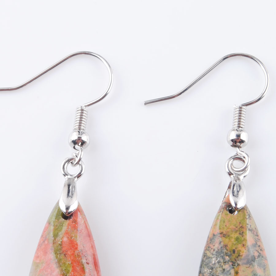 WOJIAER Natural Earrings Reiki Gem Stone Beads Dangle Hook Drop Earring Vintage Faceted Polygon for Female Jewelry DBR325