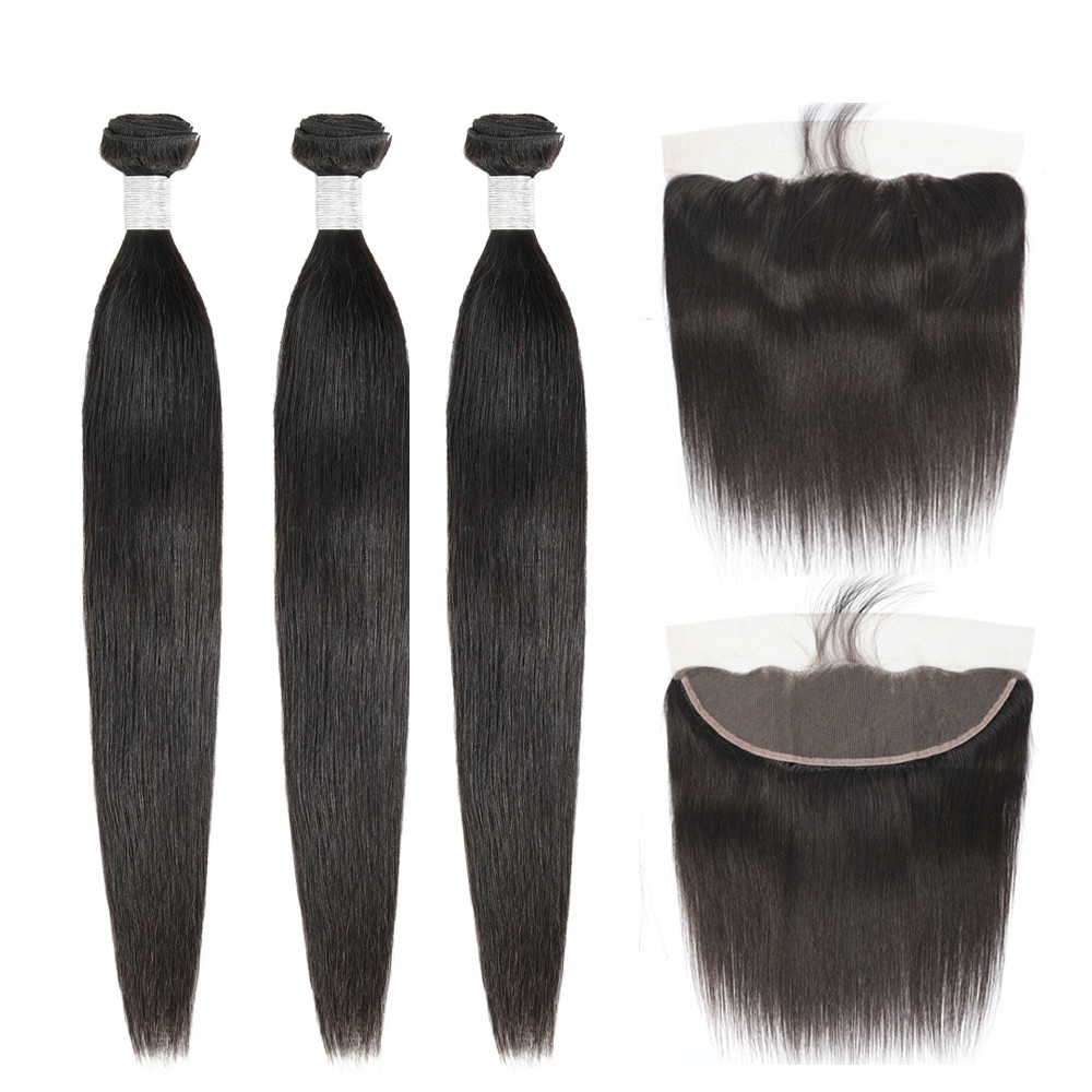 Peruvian Straight Hair Bundles With Frontal Closure Remy Human Hair Bundles With Frontal 13x4 Lace Frontal With Bundles, Black
Peruvian Straight Hair Bundles With Frontal Closure Remy Human Hair Bundles With Frontal 13x4 Lace Frontal With Bundles, Black