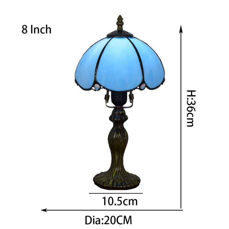 European simple blue table lamp hotel bar bedroom bedside small desk lamps Tiffany retro stained glass lights TF071
