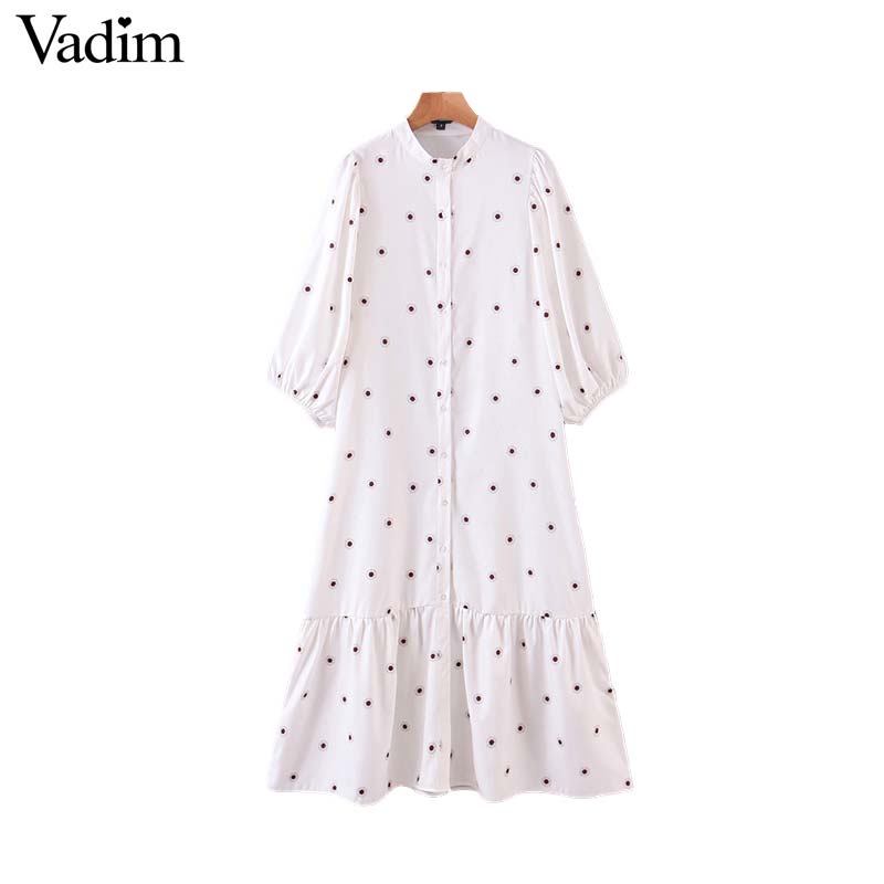 Vadim women sweet floral print midi dress lantern sleeve female casual straight style white chic dresses vestidos QD317
Vadim women sweet floral print midi dress lantern sleeve female casual straight style white chic dresses vestidos QD317