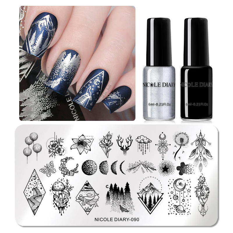 NICOLE DIARY Nail Art Stamping Set Stamping Template Plates Stainless Steel Flower Marble Plants Printing Nail Art Stamp Tool
NICOLE DIARY Nail Art Stamping Set Stamping Template Plates Stainless Steel Flower Marble Plants Printing Nail Art Stamp Tool