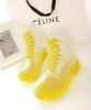Hot Sale-Womens Colorful Crystal Clear Flats Heels Water Shoes Female Rainboot Martin Rain Boots