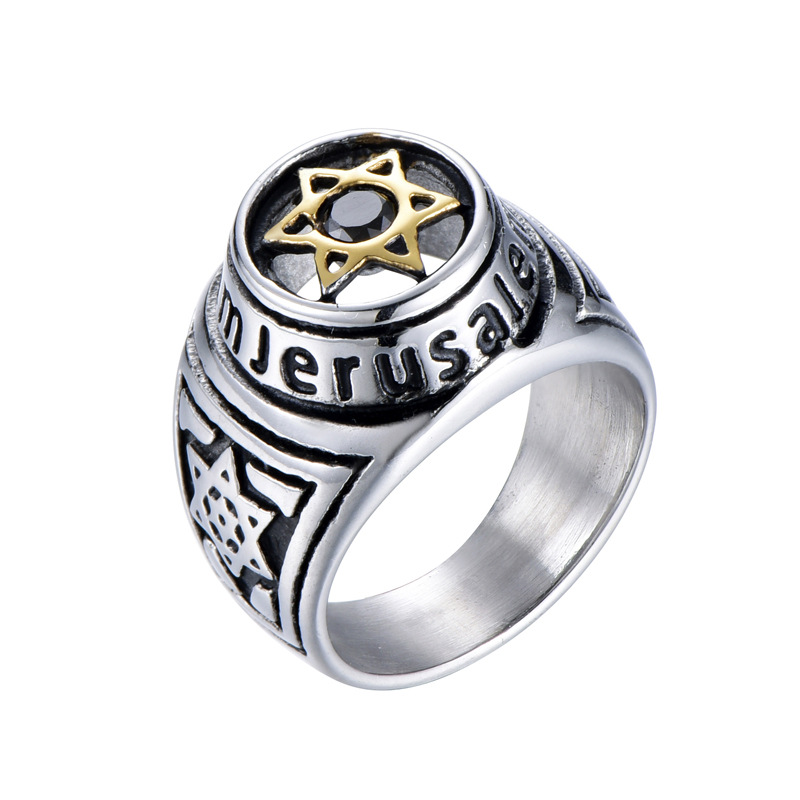 Stainless Steel Retro Silver Gold Hexagram Men Star Of David Jewish Religion Rings With Black Stone Men's Rings Mason Jewelry
Stainless Steel Retro Silver Gold Hexagram Men Star Of David Jewish Religion Rings With Black Stone Men's Rings Mason Jewelry