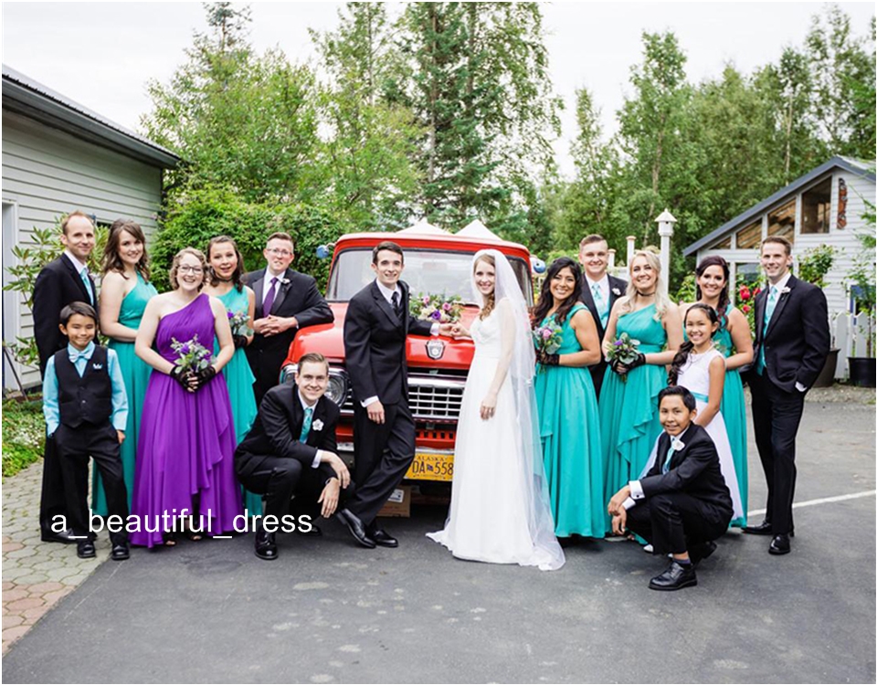 Chiffon Cheap Bridesmaid Dresses One Shoulder Floor Length Maid Of Honor Forest Wedding Party Wear Cheap Hot Sale free shipping