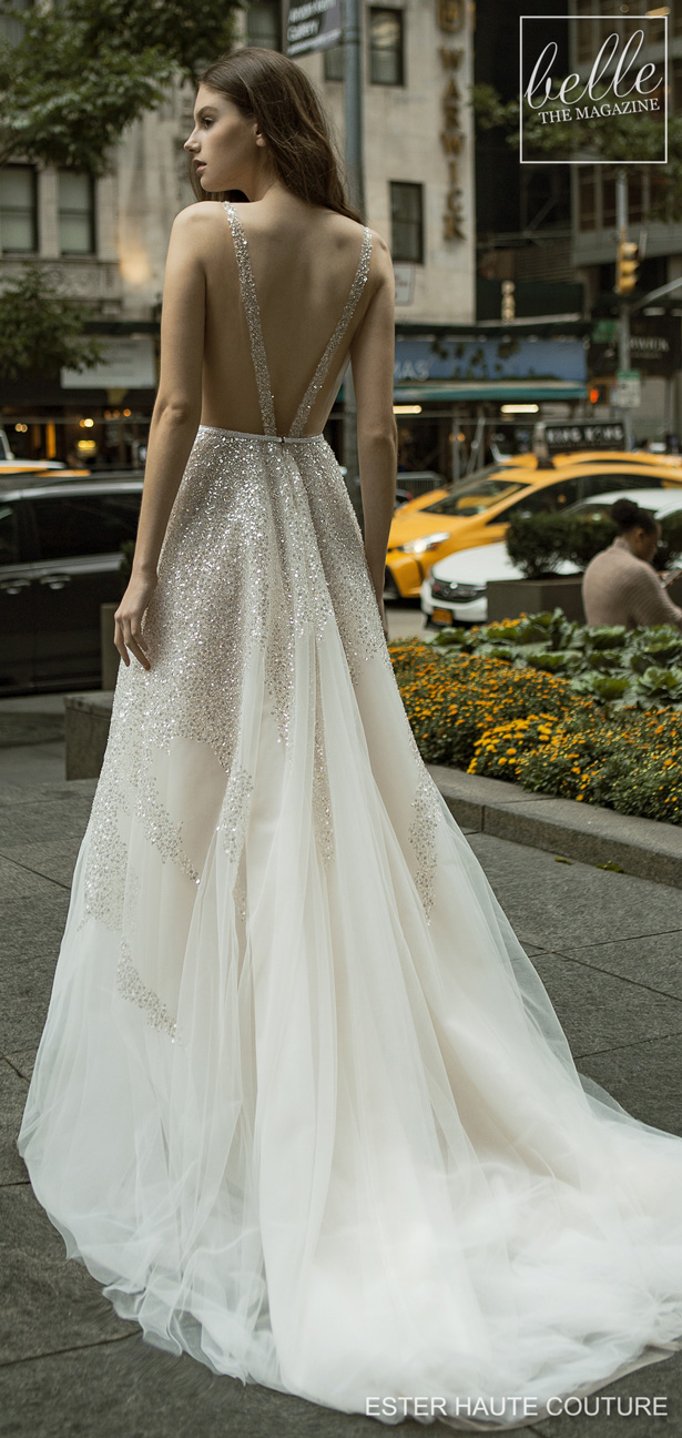 Sparkle Beach Wedding Dresses Major Sequins A Line Deep V Neck Sweep Train 3D Floral Appliques Backless Wedding Dress Boho Bridal Gowns