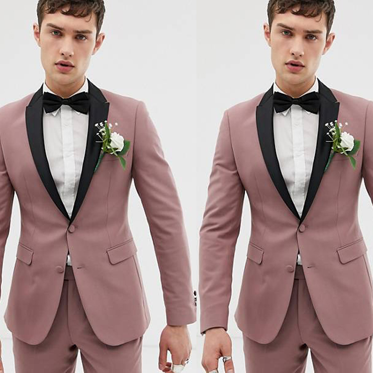 New Light Color Groom Wedding Tuxedos Slim Fit One Button Mens Prom Pants Suits Notched Lapel Men Designer Jackets