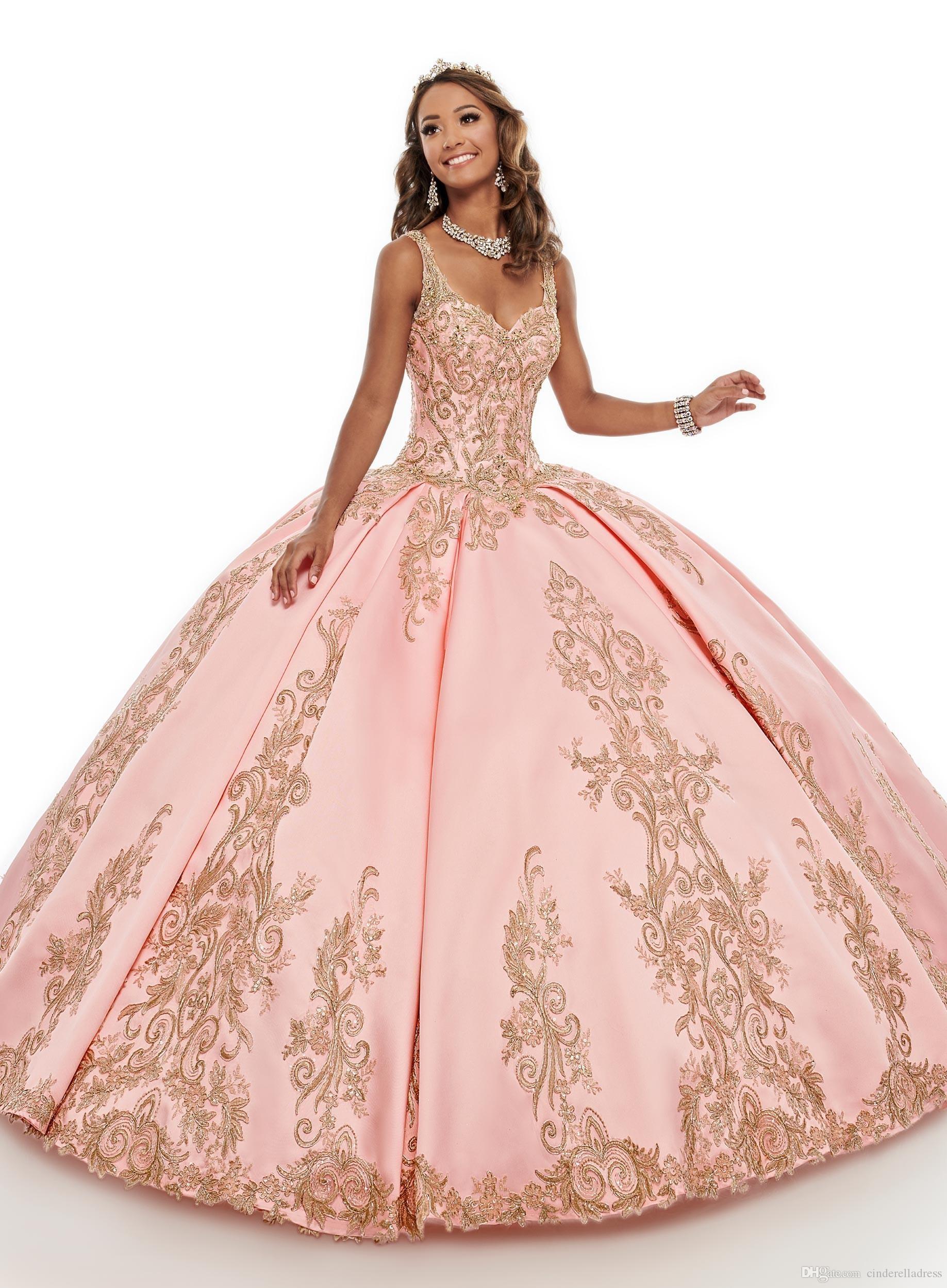 2020 Princess Embroidery Ball Gown Quinceanera Dresses Spaghetti Beaded Keyhole Back Party Pageant Dress For Sweet 16 Girls