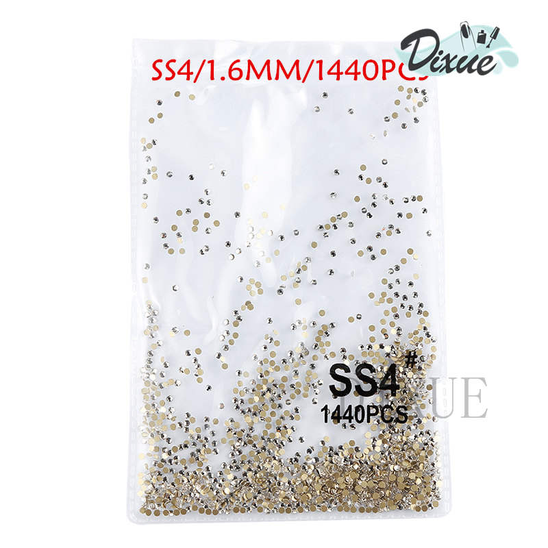 Nail Art Decorations SS3-ss8 1440pcs Clear Crystal AB Gold Flack 3D Non Fix FlatBack Rhinestones For Clothing 0731