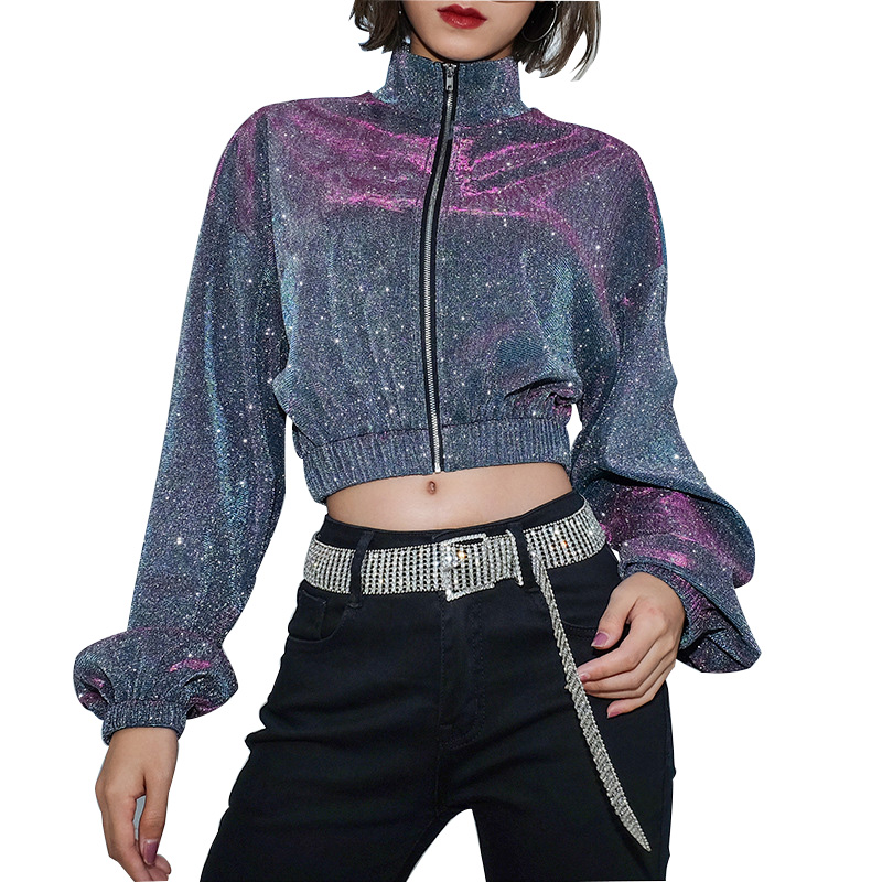 Women Cropped Long Sleeve Korean Jackets Spring Autumn short zipper turtleneck silvery Reflector jackets Coats Mujer Streetwear, Gray
Women Cropped Long Sleeve Korean Jackets Spring Autumn short zipper turtleneck silvery Reflector jackets Coats Mujer Streetwear, Gray