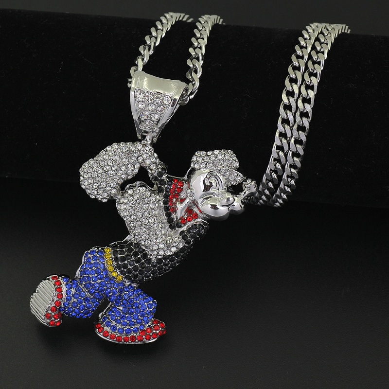 Fashion-Hop Necklace Jewelry Gold Cuban Chain Game Cartoon Iced Out Pendant Necklace For Men