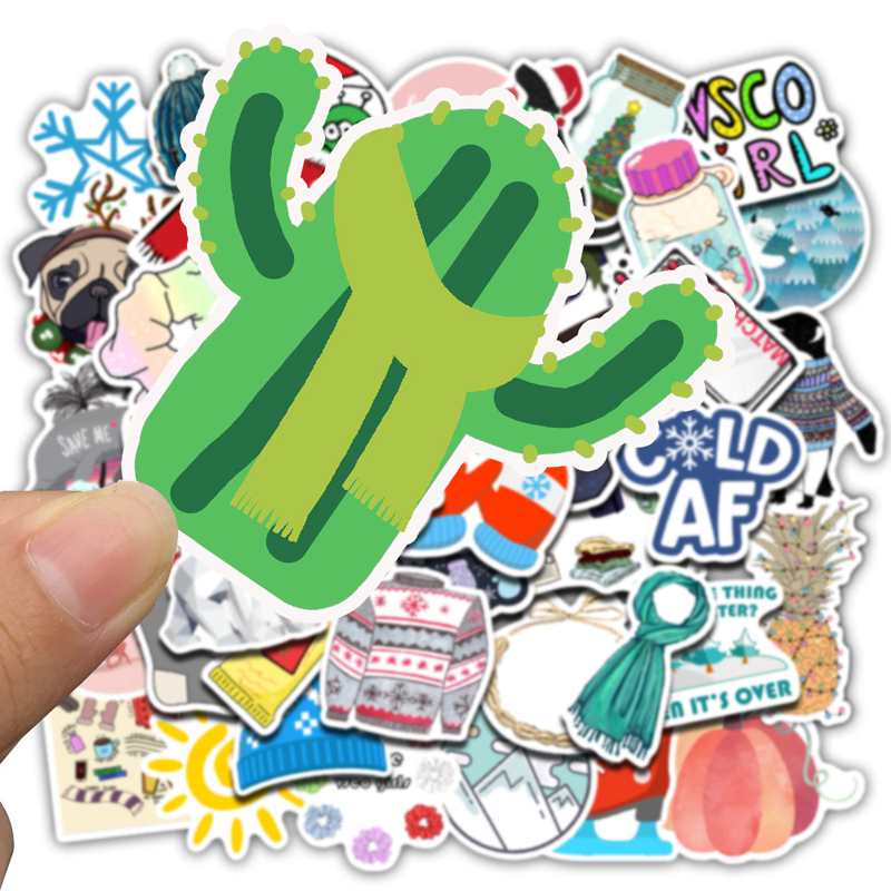 50pcs/Set Cartoon VSCO Girls Winter Scarf Snow Stickers For Children Toy Fresh Sticker For Suitcase Laptop Bicycle Phone Luggage