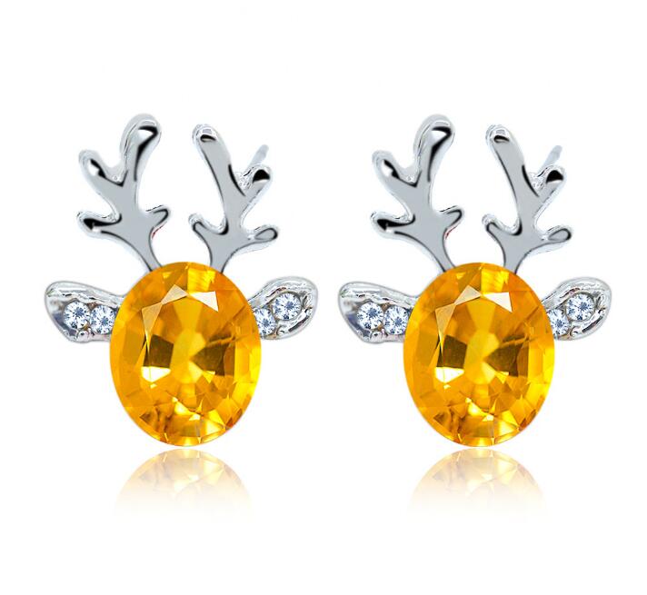 Women Xmas Gift Elegant Jewelry Christmas Pearl Deer Earrings Reindeer Ear Stud GB1353