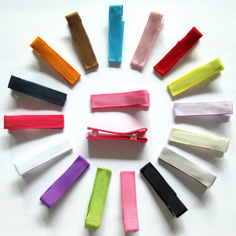 DIY Hair Clips Accessories fully covered Ribbon lined Alligator Clip Single Prong Hairpin for Baby Girl bows flower headwear 60pcs FJ3208