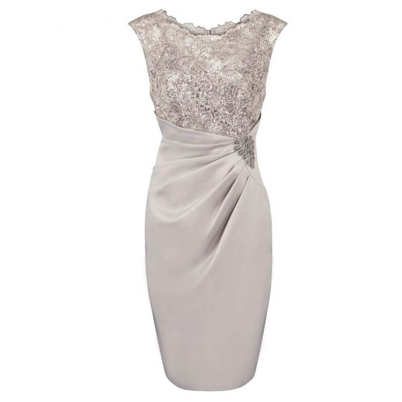 Cap Sleeve Real Image Silver Gray Sheath Scoop Short Mother of The Bride Dress Sequined Satin Appliques Knee Length Guest Party Gown Elegant, Black;red
Cap Sleeve Real Image Silver Gray Sheath Scoop Short Mother of The Bride Dress Sequined Satin Appliques Knee Length Guest Party Gown Elegant, Black;red