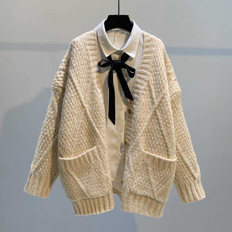 2020 Spring Clothing New Products Korean-style Loose Flower Color Mid-length Sweater Coat Cardigan Female Rhombus Pocket Sweater, Beige
2020 Spring Clothing New Products Korean-style Loose Flower Color Mid-length Sweater Coat Cardigan Female Rhombus Pocket Sweater, Beige