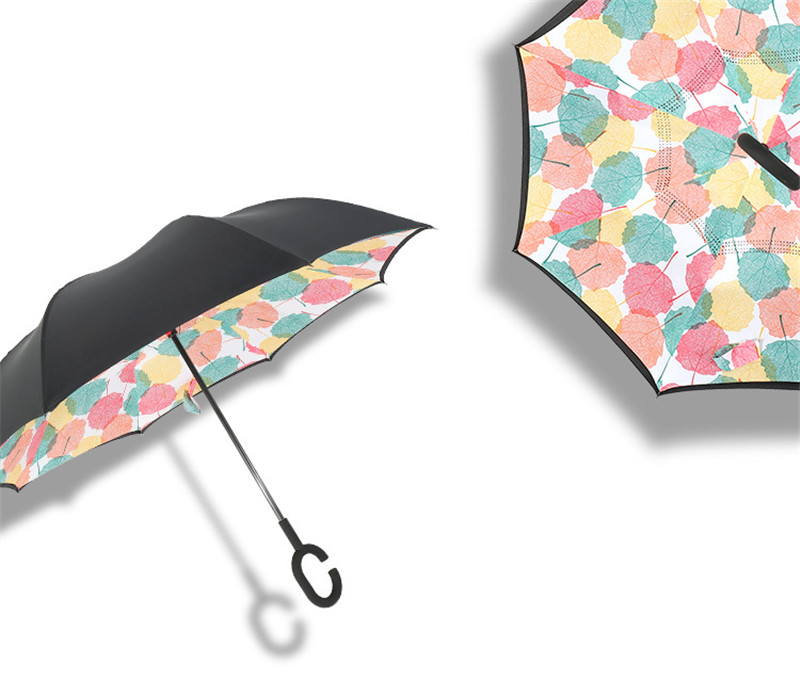 Newest Windproof Reverse Umbrella Folding Double Layer Inverted Rain Umbrella Self Stand Inside Out Rain Protection C-Hook Hands dc591