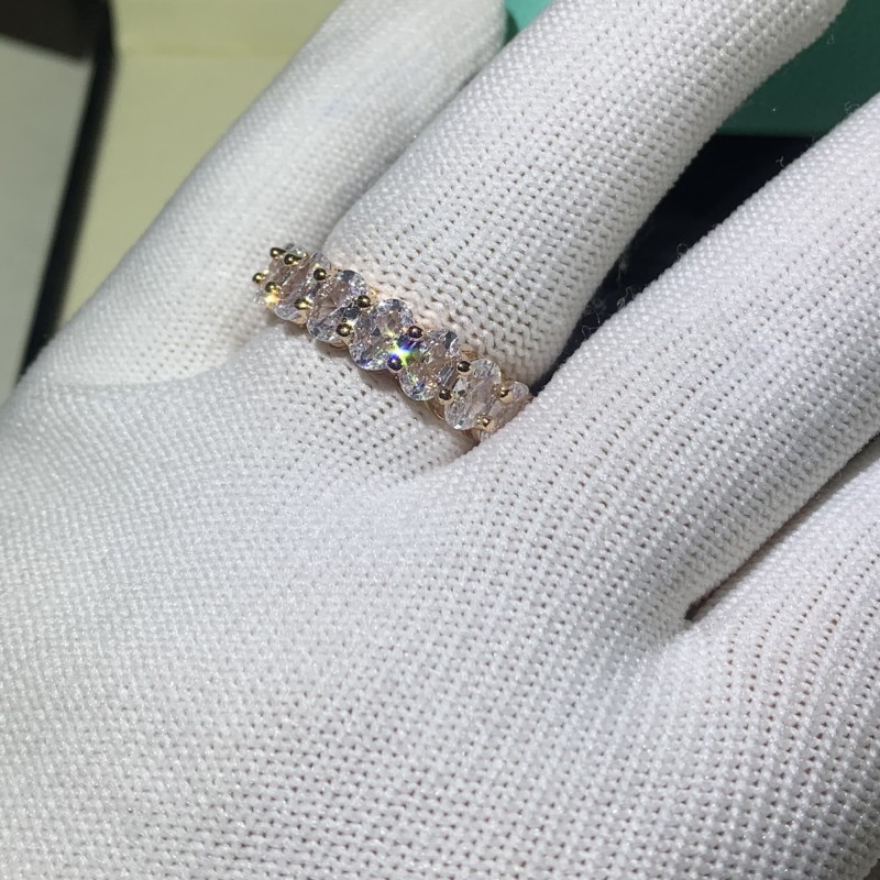 Size 6-10 Handmade Fashion Jewelry 925 Sterling Silver Oval Cut White Topaz CZ Diamond Gemstones Women Engagement Wedding Band Ring Gift