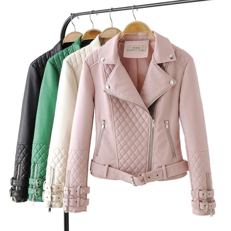 2020 New Fashion Women Motorcycle Faux Leather Jackets Ladies Long Sleeve Autumn Winter Biker Zippers Streetwear Beige Pink Coat
2020 New Fashion Women Motorcycle Faux Leather Jackets Ladies Long Sleeve Autumn Winter Biker Zippers Streetwear Beige Pink Coat