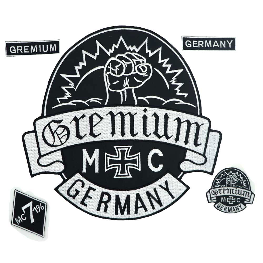 GREMIUM GERMANY MC large punk embroidered iron on backing biker patch badge for jacket jeans 5 pieces /SET
GREMIUM GERMANY MC large punk embroidered iron on backing biker patch badge for jacket jeans 5 pieces /SET
