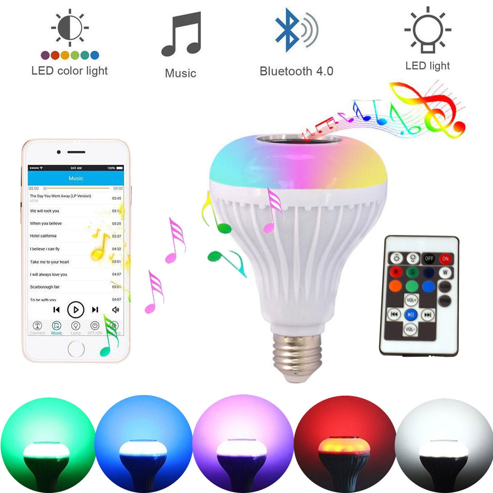 Wireless Bluetooth Speaker+12W Color Dimmable RGB Bulb LED Lamp 110V 220V Smart Led Light Music Player o with Remote Control By Tuya App