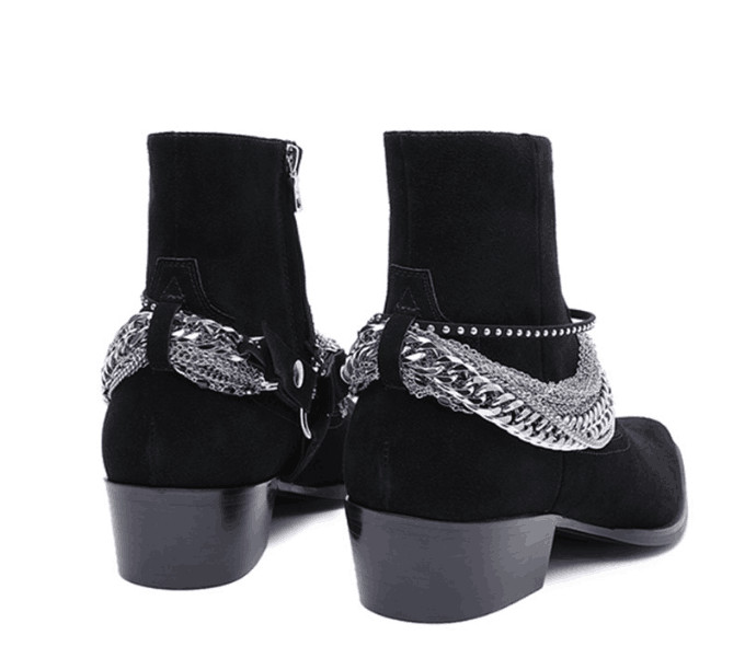 High top new list genuine leather persional men chain boots factory outlet high quality s l p ankle boots