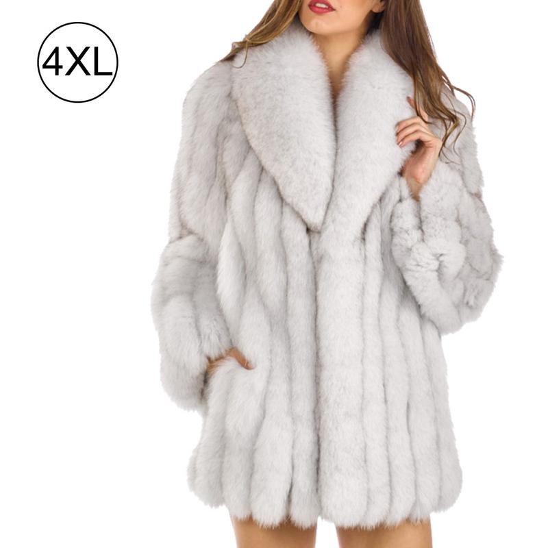 Autumn And Winter Faux Fur Coat Women Fashion Temperament Keep Warm Coat Long Sleeve Long Section Fur Faux
