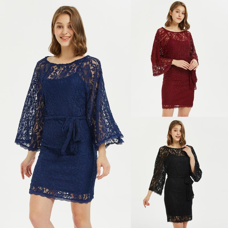 2019 Women Hollow Out Lace Long Sleeve Round Neck Knee-Length Dress Hook Flower Lace Dress Lady Casual Solid Sexy Elegant, Black
2019 Women Hollow Out Lace Long Sleeve Round Neck Knee-Length Dress Hook Flower Lace Dress Lady Casual Solid Sexy Elegant, Black