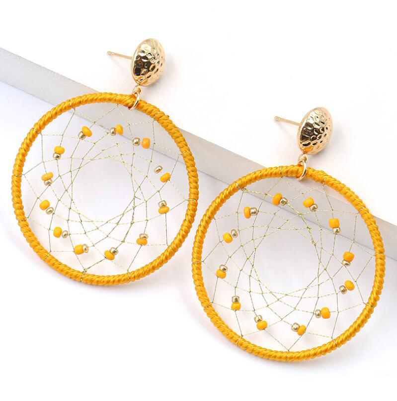 New Earrings female temperament dream catching net Earrings Gold Earrings Bohemia round ornaments the best gift for women and girls