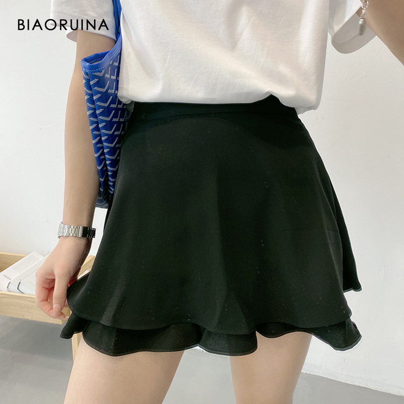 BIAORUINA Women's Black Chiffon Casual Short Ruffles with Lining Side Zipper Female High Waist Fashion Summer Short, As pic
BIAORUINA Women's Black Chiffon Casual Short Ruffles with Lining Side Zipper Female High Waist Fashion Summer Short, As pic