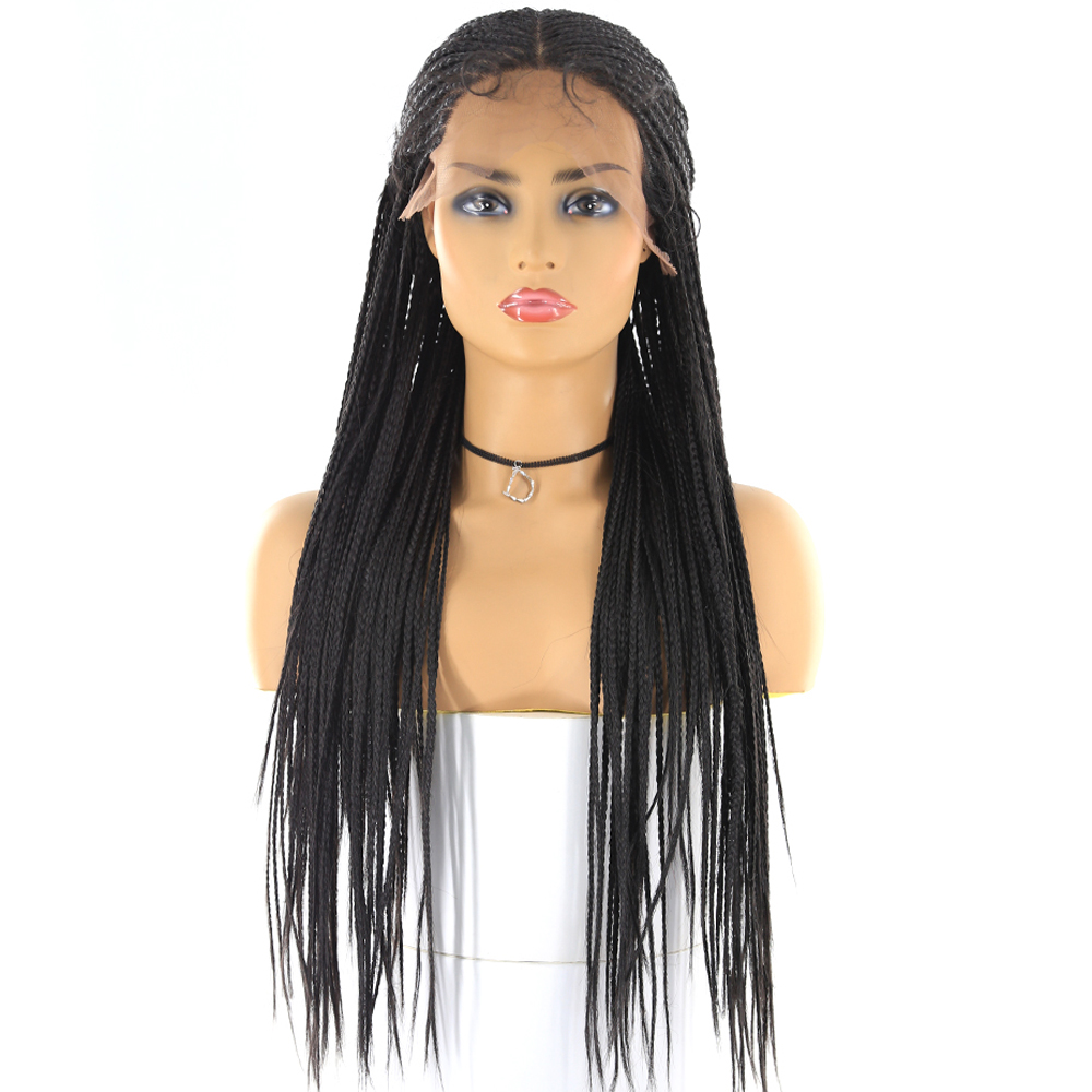 braiding hair 13x6 Lace Front Wig braids hairstyles Heat Resistant Synthetic Braided Wigs Long box cornrow Braid faux locs Wig Middle Part