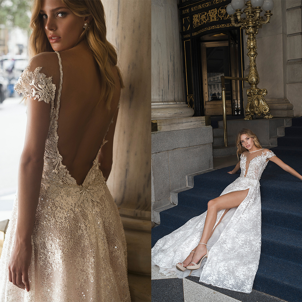 Netta Benshabu Split A Line Wedding Dress Applique Sequins Backless Jewel Neck Wedding Dresses Sweep Train Bohemian Bridal Gowns, Multicolor
Netta Benshabu Split A Line Wedding Dress Applique Sequins Backless Jewel Neck Wedding Dresses Sweep Train Bohemian Bridal Gowns, Multicolor