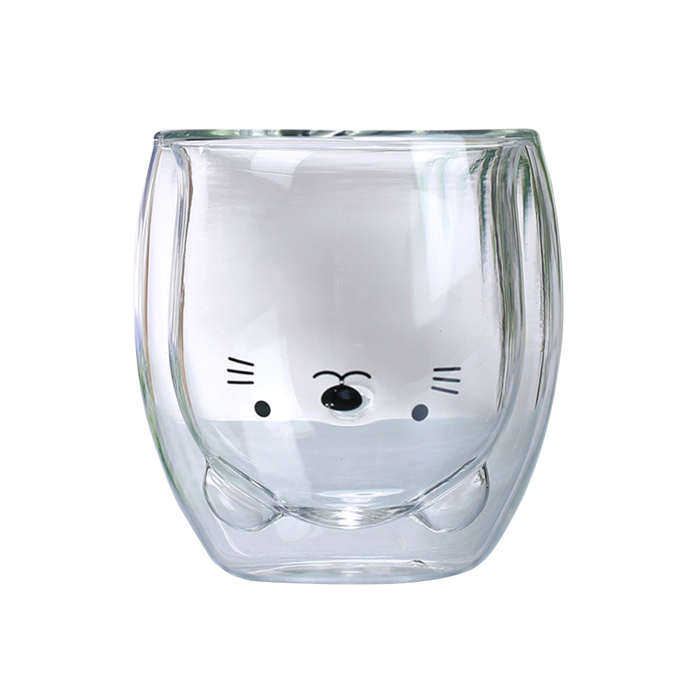 Double Layer Coffee Mugs Lovely Cartoon Cat Mugs Drinking Insulation Double Wall Glass Cup Creative Gift Drinkware Milk