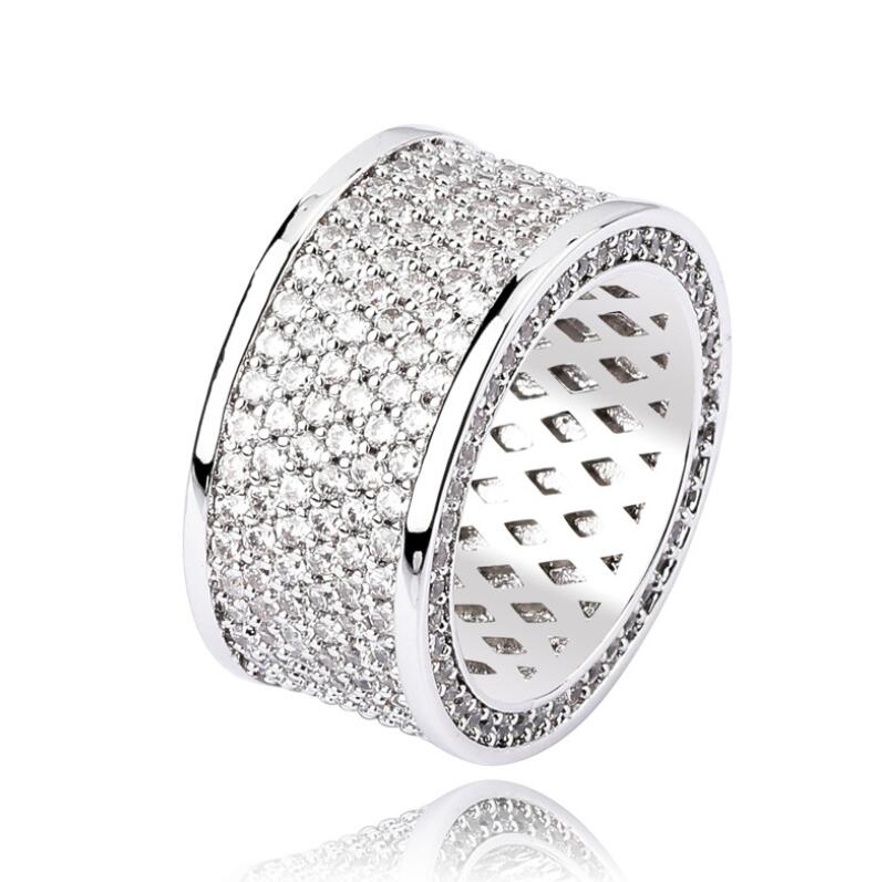 iced out Black zircon ring for men women luxury designer bling diamond flash ring gold silver copper zircon couple lover ring jewe