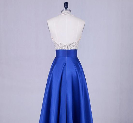 Beaded Homecoming Dress with Halter Neck 2020 Short Prom Dresses Backless Party Gowns Navy Blue Royal Blue Red