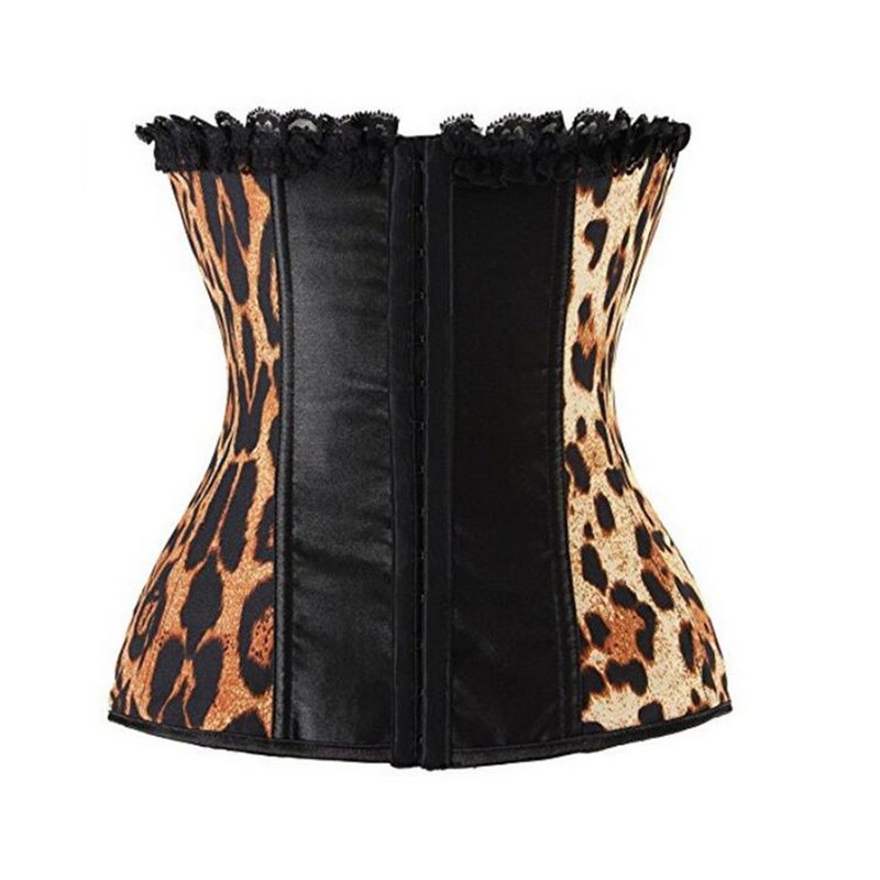 5pcs Brown Leopard Print Animal Corset Dress Carnival Halloween Costume For Women Sexy Catwomen Cosplay Role-Play Party Costume Adult S-XXL